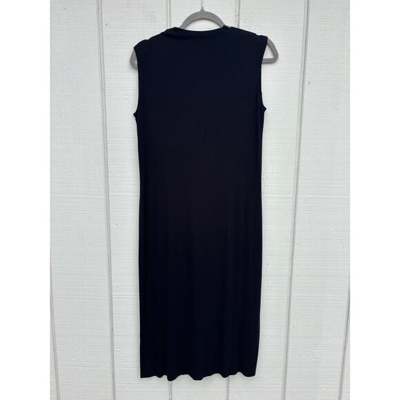 LNA Easy Ribbed Midi Tank Dress, Side‎ Slits, V Neck, Black, Sleeveless, Size M - Picture 3 of 8